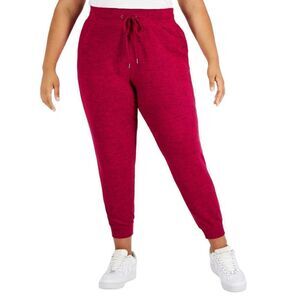 NWT ID Ideology Plus Size Drawstring Knit Joggers Posh Berry 4X